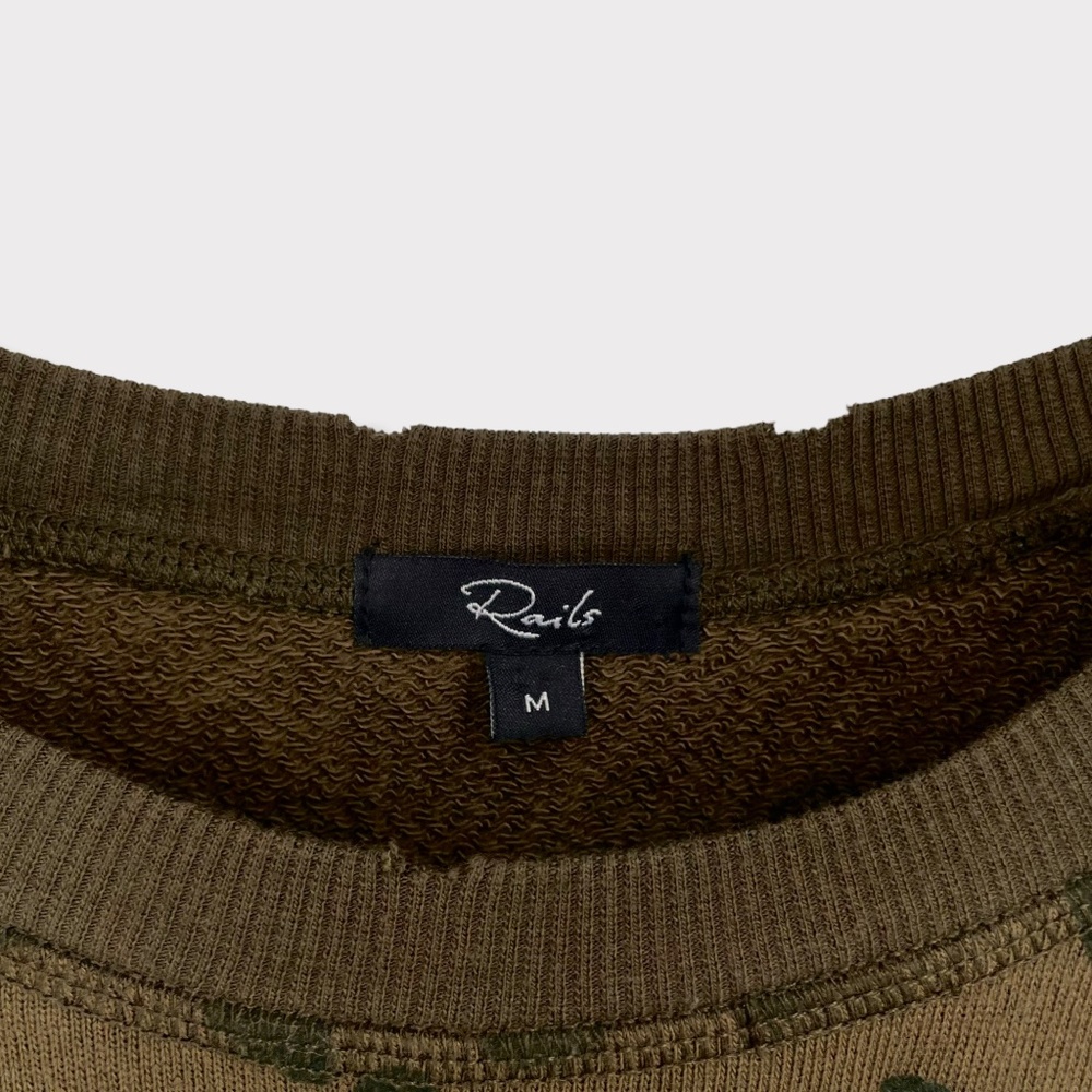 Rails Theo Flocked Olive Green Leopard Sweater - Picture 3 of 7